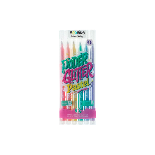 [35372] MARCADORES GLITTER PASTEL POR 6 COLORES