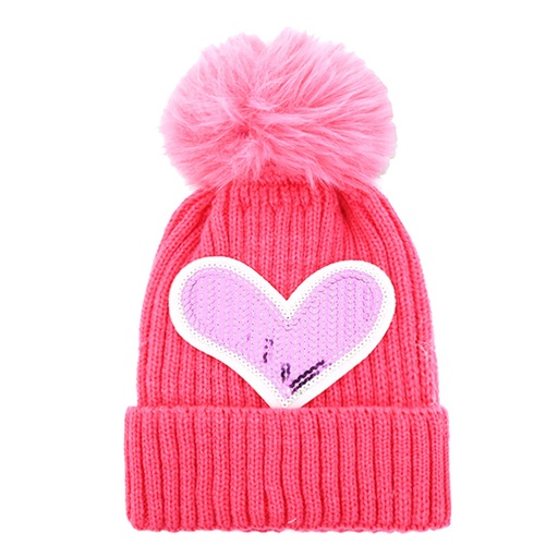 [36005] GORRO DE LANA CON POMPON Y CORAZON