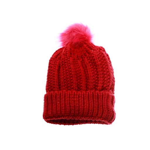 [36473] GORRO DAMA TEJIDO BRILLO CON POMPON PIEL