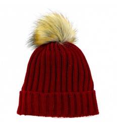 [11595] GORRO DE LANA LISO CON POMPON