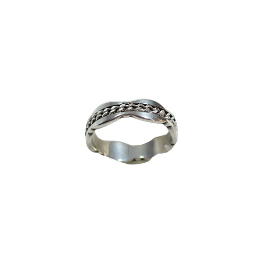 [37789] ANILLO ACERO ONDAS Y CADENA