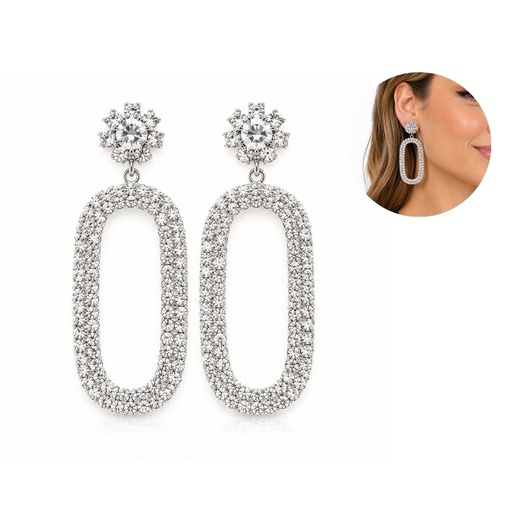 [38733] AROS CON STRASS FORMA OVALADA