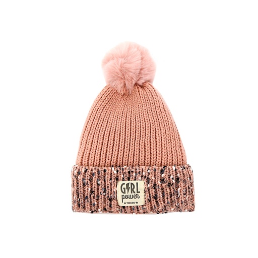 [40748] GORRO CON POMPON APLIQUE TRENDY