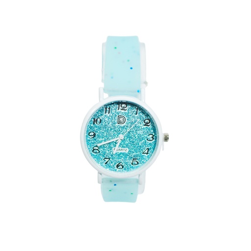 [42490] RELOJ MALLA CUADRANTE CON GLITTER Y MALLA SILICONADA EN COLORES