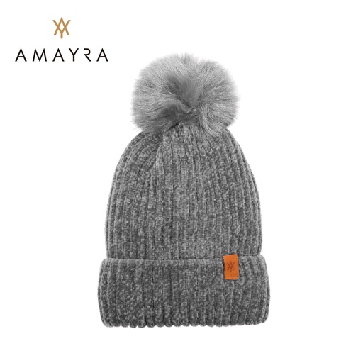 [43627] GORRO AMAYRA CON POMPON LISO