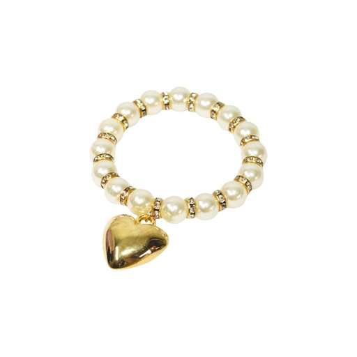 [43937] PULSERA DE PERLAS CON DIJE DE CORAZON