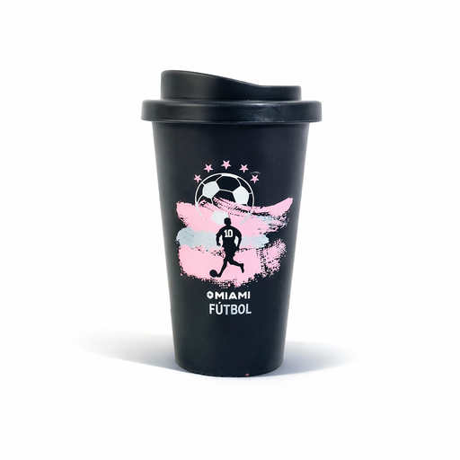 VASO PLASTICO CON TAPA MIAMI FUTBOL