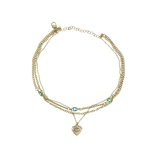 [45448] COLLAR DORADO CON DIJES DE COLORES