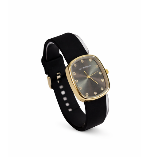 [45686] RELOJ RECTANGULAR STRASS CORREA SILICONA