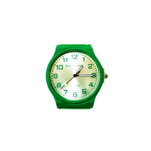 [45690] RELOJ FONDO PLATEADO MALLA DE SILICONA