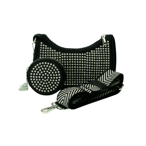 [45709] CARTERA STRASS CON MONEDERO Y CORREA