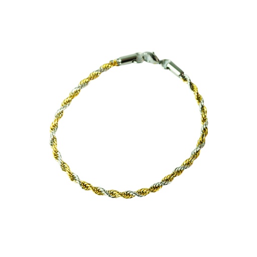 [45820] COLLAR ACERO TRENZADO DORADO Y PLATEADO