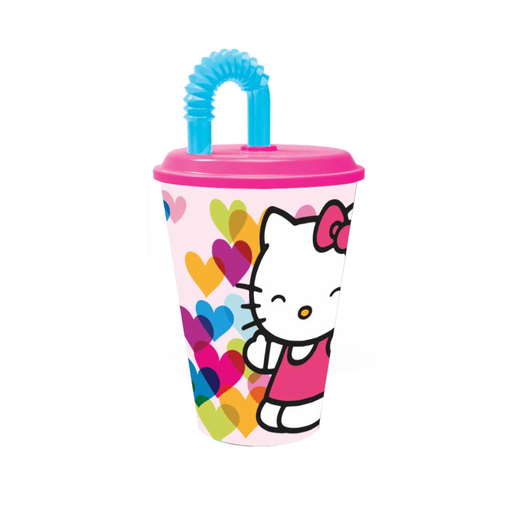 [46022] VASO CON BOMBILLA FLEXIBLE HELLO KITTY 430ML