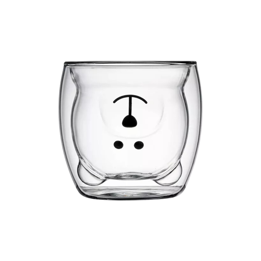 [46312] VASO DE VIDRIO DOBLE PARED CAFE OSITO 280ML