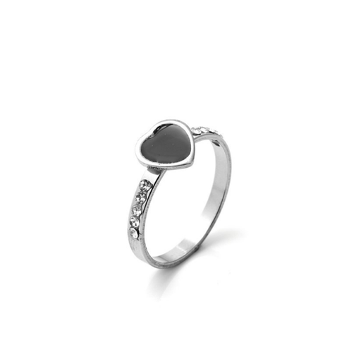 [48494] ANILLO DE ACERO QUIRURGICO CON DIJE DE CORAZON NEGRO