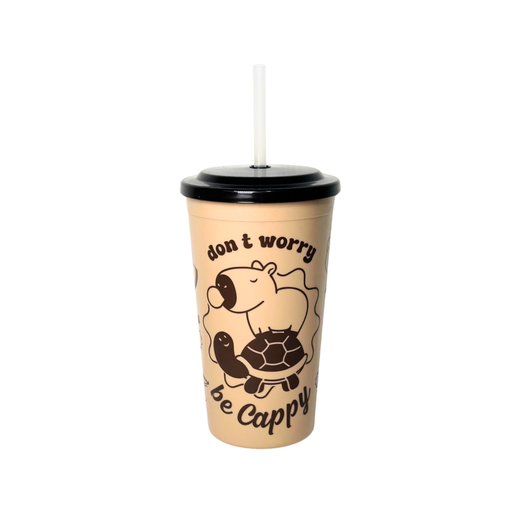 [49179] VASO CON TAPA Y SORBETE CAPIBARA