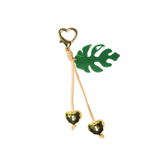 [49246A] LLAVERO CHARMS CORAZON DORADO Y HOJA
