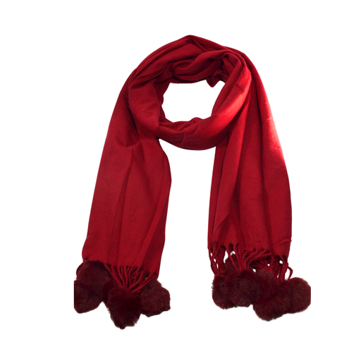 [49797] BUFANDA CON POMPON COLOR LISO