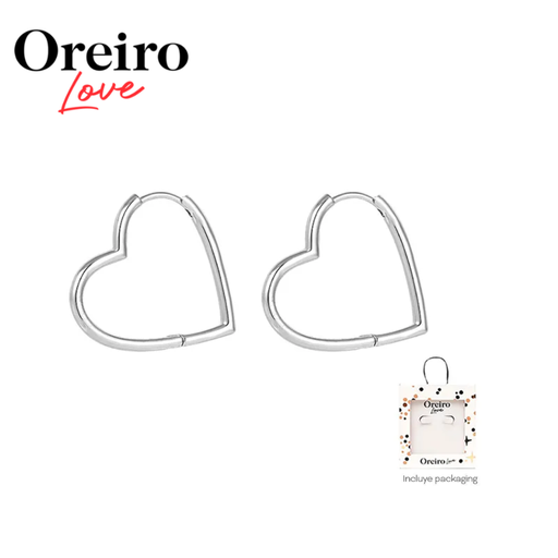 [49880] AROS LAS OREIRO CORAZON PLATEADO CON PACKAGING