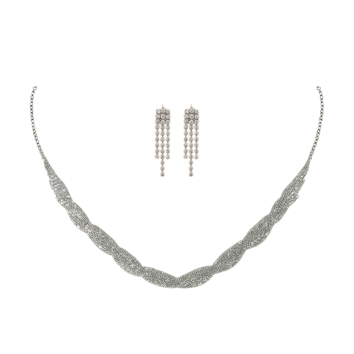 [49932] SET STRASS COLLAR TRENZADO + AROS