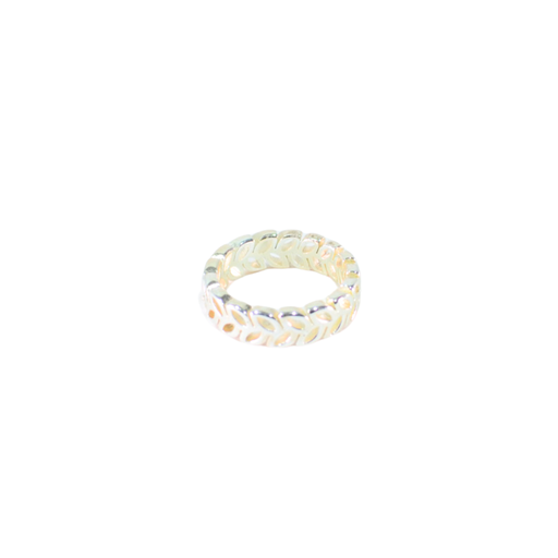 [50180] ANILLO ACERO BLANCO CON HOJAS