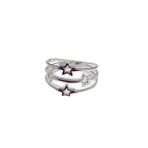 [50181] ANILLO ACERO BLANCO ESTRELLAS