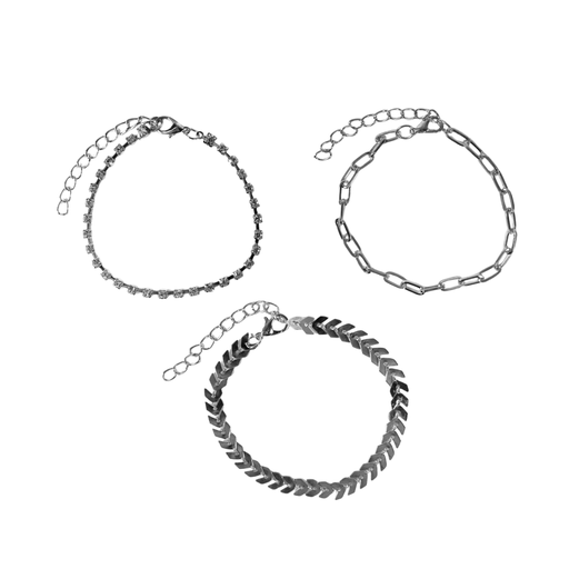 SET DE PULSERA X3 CADENA Y STRASS