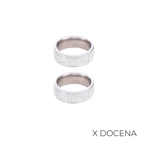 [45826D] ANILLO STRASS ACERO QUIRURGICO X12
