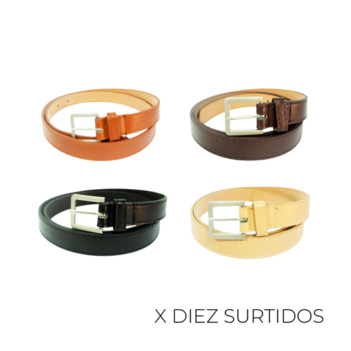 [45918D] CINTO LISO HEBILLA CUADRADA X10