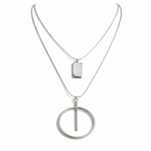 [51560] COLLAR DOBLE DIJE REDONDO MINIMAL