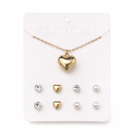 [51685] SET COLLAR + AROS X 4 DIJE CORAZON