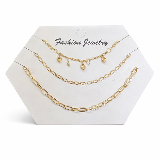 [51690] SET COLLAR X3 CADENA Y DIJE CORAZON