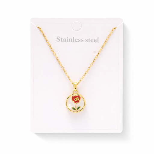 CADENA DIJE FLOR ACERO QUIRURGICO