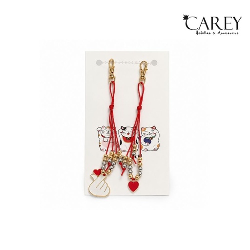 [52839] LLAVERO DUO HILO ROJO APLIQUE CAREY