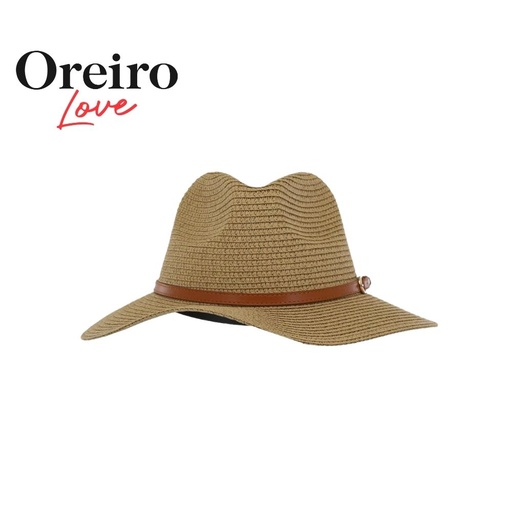 [53525] SOMBRERO PANAMÁ FEDORA DE RAFIA CON CINTO OREIRO LOVE