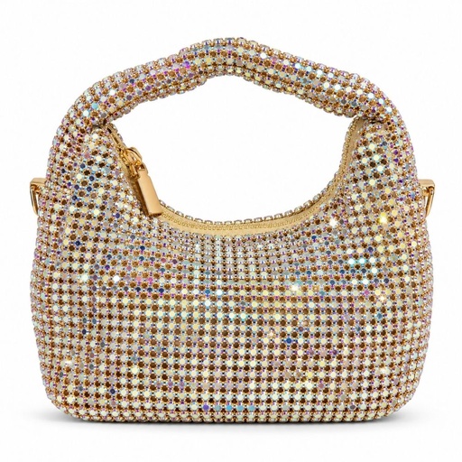 [53683] CARTERA HOBO DE FIESTA DORADA CON STRASS