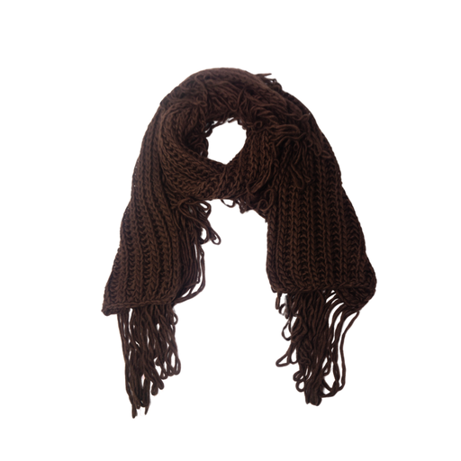 [4897] BUFANDA DE LANA TEJIDA CON FLECOS